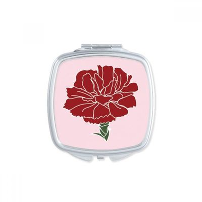 Pink Carnation Mothe Day Flower Plant Square Mirror Portable Compact Pocket Makeup Double Sided Glass