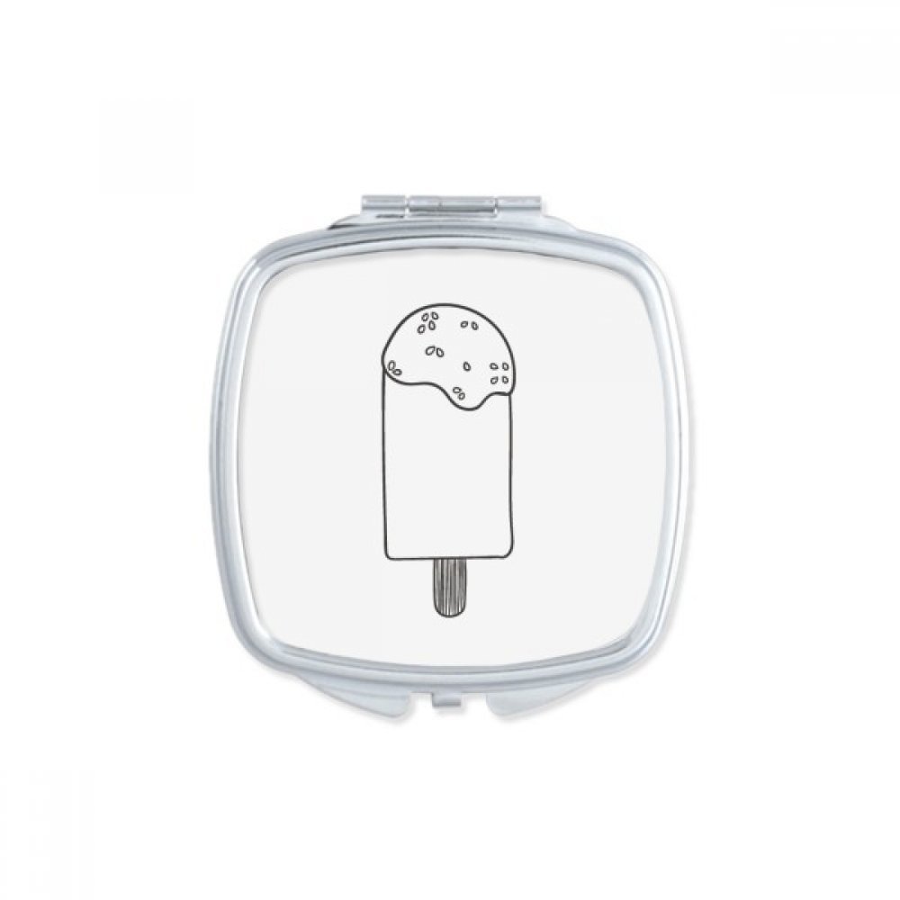 Black Outline Sesame Ice Popsicles Square Mirror Portable Compact Pocket Makeup Double Sided Glass
