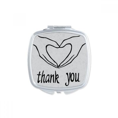Black Heart Shaped Personalized Gesture Square Mirror Portable Compact Pocket Makeup Double Sided Glass