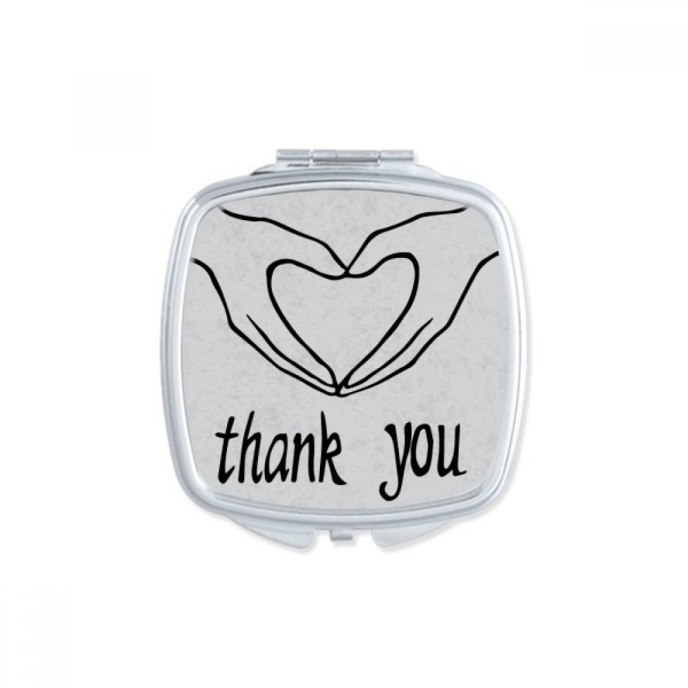 Black Heart Shaped Personalized Gesture Square Mirror Portable Compact Pocket Makeup Double Sided Glass