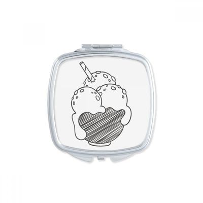 Black Bowl Biscuits Ice Ball Square Mirror Portable Compact Pocket Makeup Double Sided Glass
