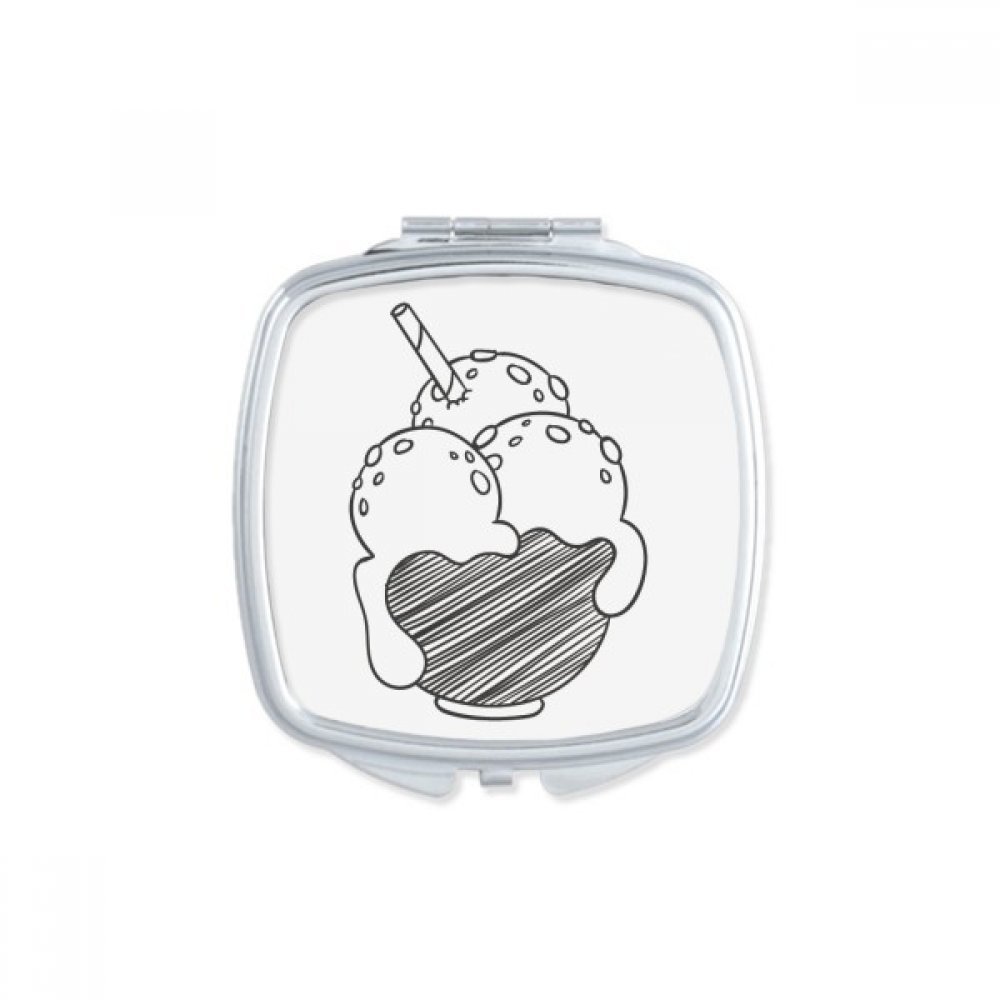 Black Bowl Biscuits Ice Ball Square Mirror Portable Compact Pocket Makeup Double Sided Glass
