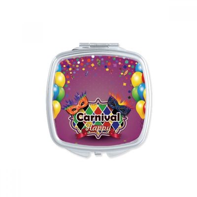 Balloon Head Happy Carnival Of Venice Square Mirror Portable Compact Pocket Makeup Double Sided Glass