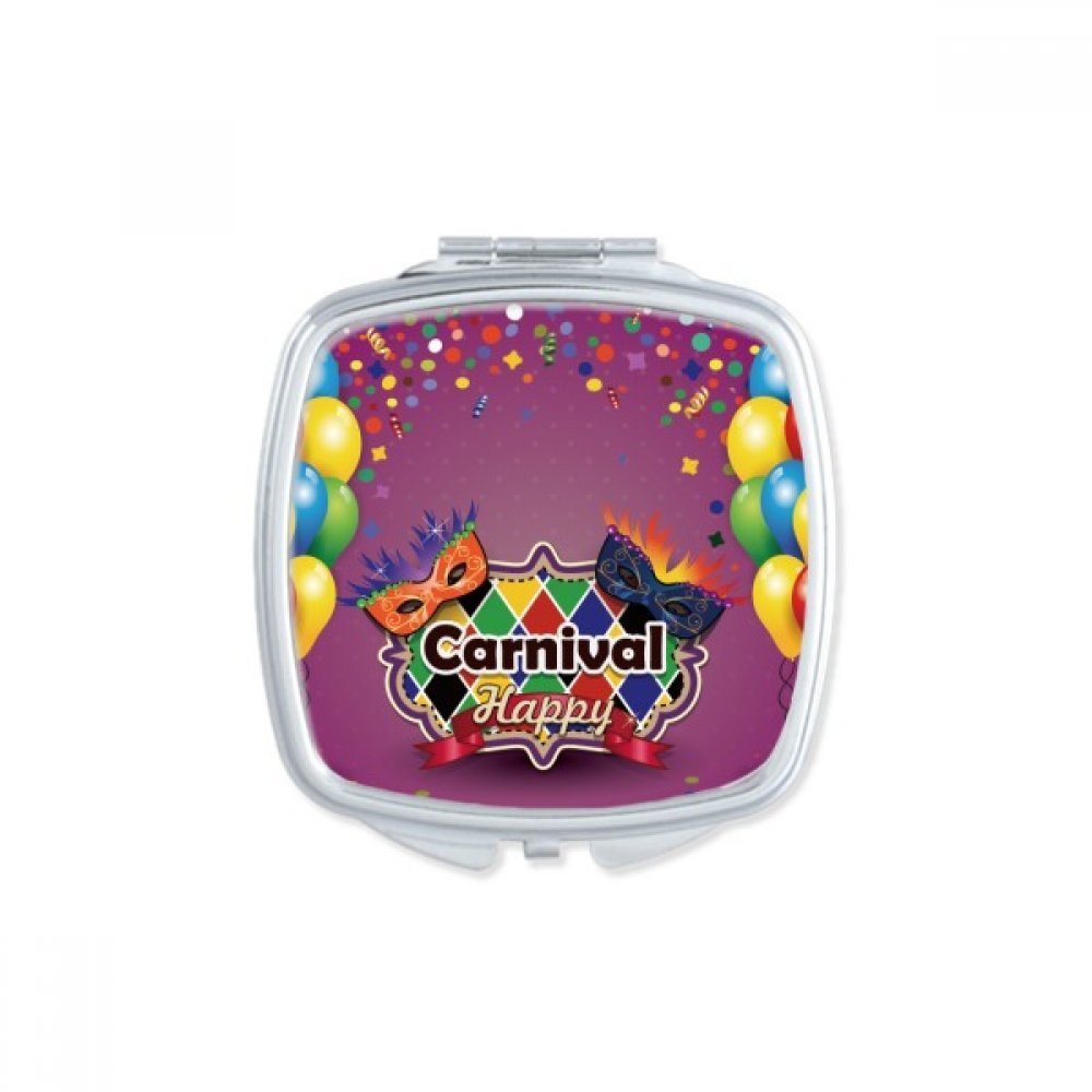Balloon Head Happy Carnival Of Venice Square Mirror Portable Compact Pocket Makeup Double Sided Glass