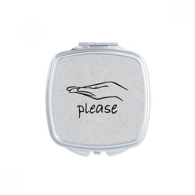 Black Hulity Personalized Gesture Square Mirror Portable Compact Pocket Makeup Double Sided Glass