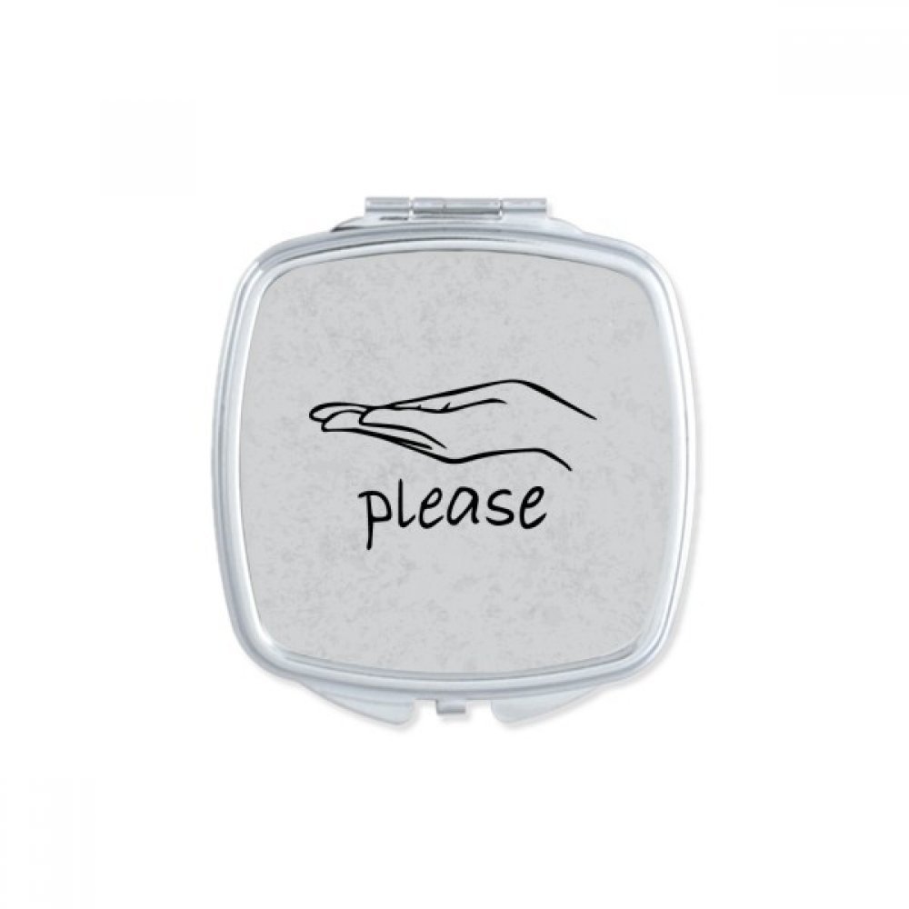 Black Hulity Personalized Gesture Square Mirror Portable Compact Pocket Makeup Double Sided Glass
