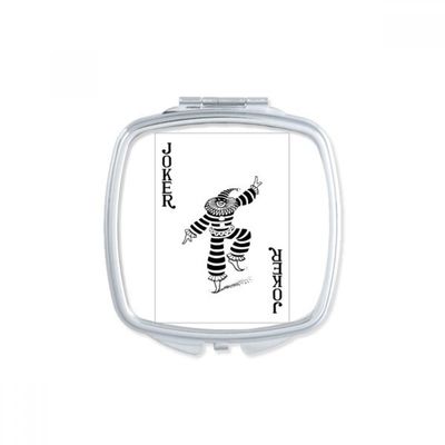 Black Joker Playing Cards Pattern Square Mirror Portable Compact Pocket Makeup Double Sided Glass