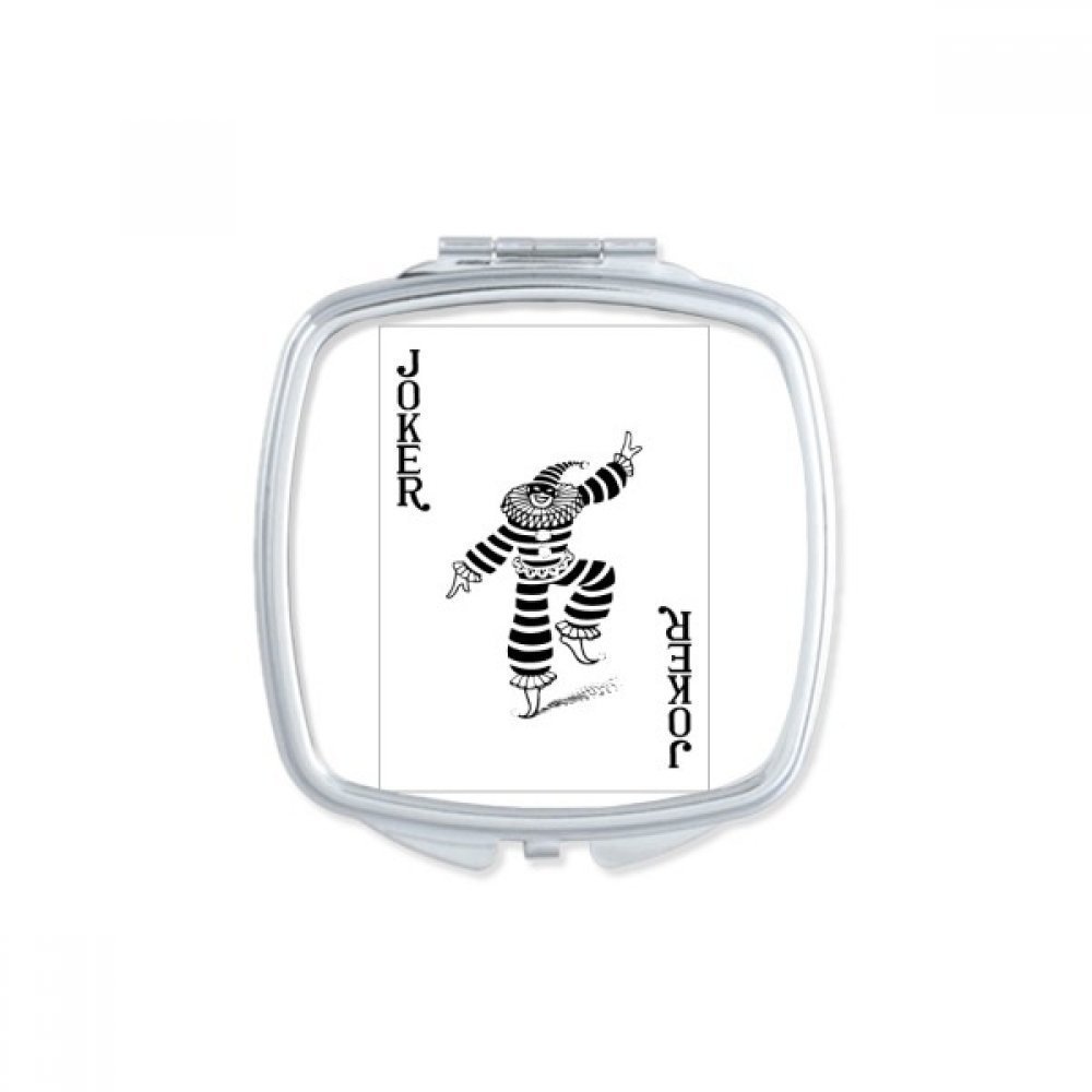 Black Joker Playing Cards Pattern Square Mirror Portable Compact Pocket Makeup Double Sided Glass