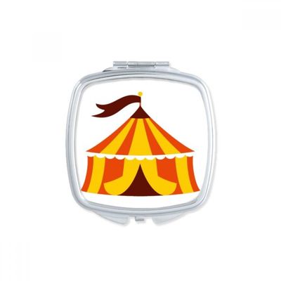 Amusement Park Tent Color Illustration Square Mirror Portable Compact Pocket Makeup Double Sided Glass