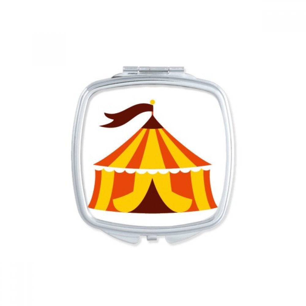 Amusement Park Tent Color Illustration Square Mirror Portable Compact Pocket Makeup Double Sided Glass