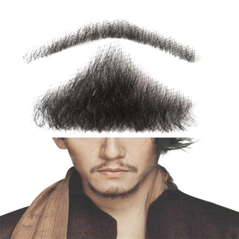 Aimeely Mens Simulation Fake beard Human Hair Mustache Makeup Cosplay Props (1#)