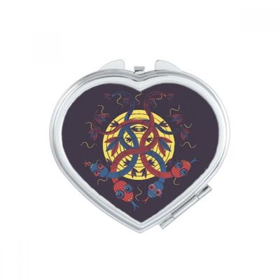 Animal Snake Creature Combination Pattern Heart Mirror Travel Magnification Portable Handheld Pocket Makeup