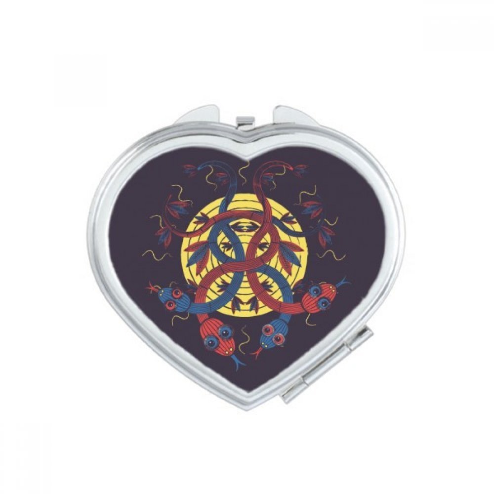 Animal Snake Creature Combination Pattern Heart Mirror Travel Magnification Portable Handheld Pocket Makeup