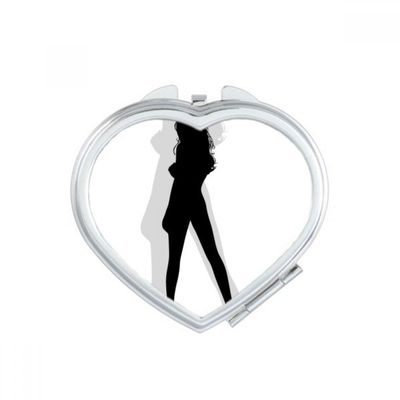 Hot Beautiful Woman Figure Outline Heart Mirror Travel Magnification Portable Handheld Pocket Makeup