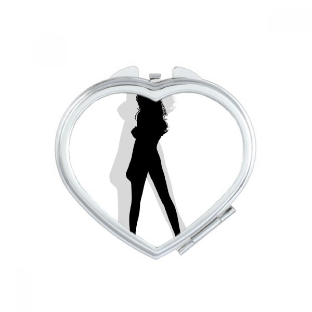 Hot Beautiful Woman Figure Outline Heart Mirror Travel Magnification Portable Handheld Pocket Makeup