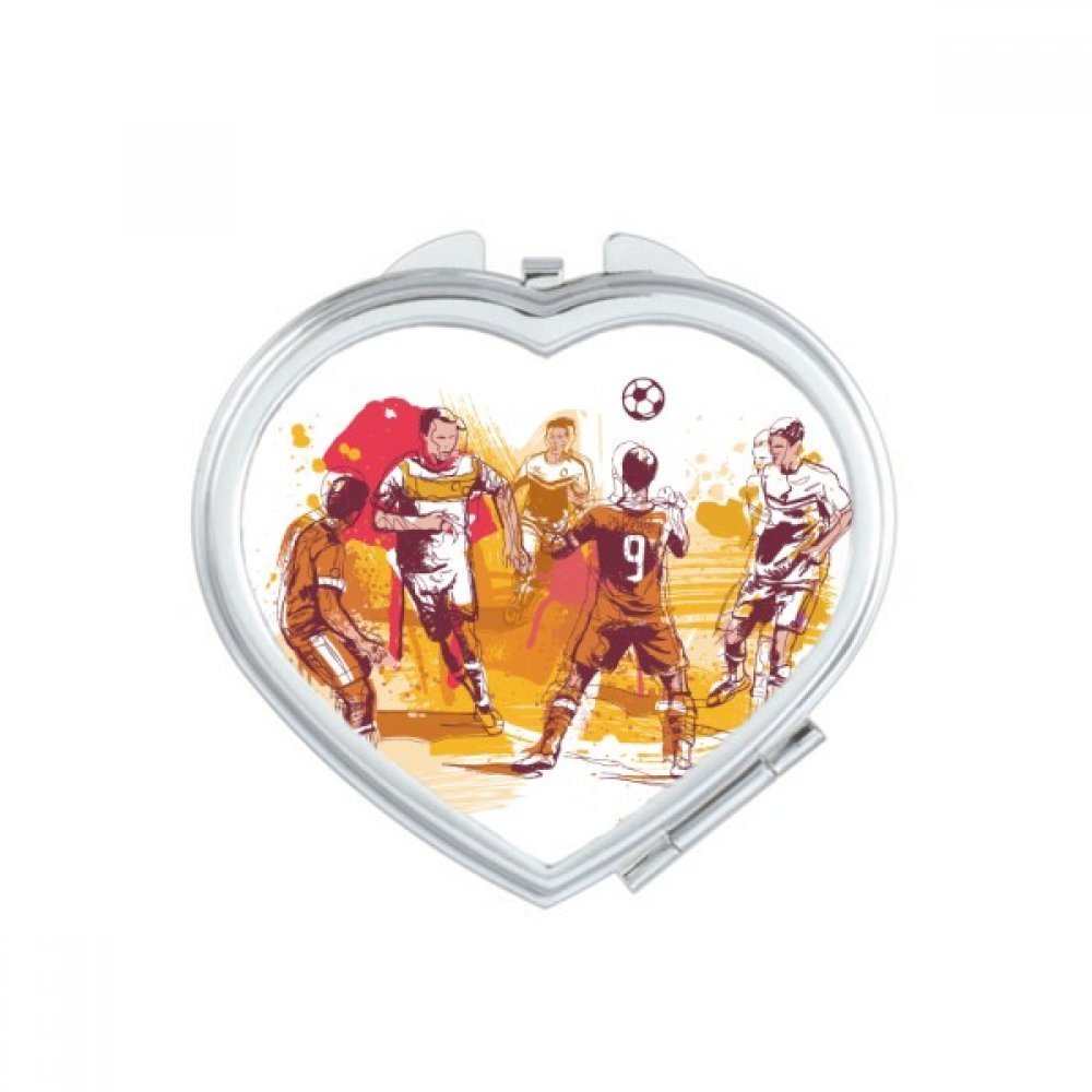 Match Soccer Football Sports Heart Mirror Travel Magnification Portable Handheld Pocket Makeup