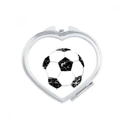 Simple Black Football Pattern Soccer Heart Mirror Travel Magnification Portable Handheld Pocket Makeup