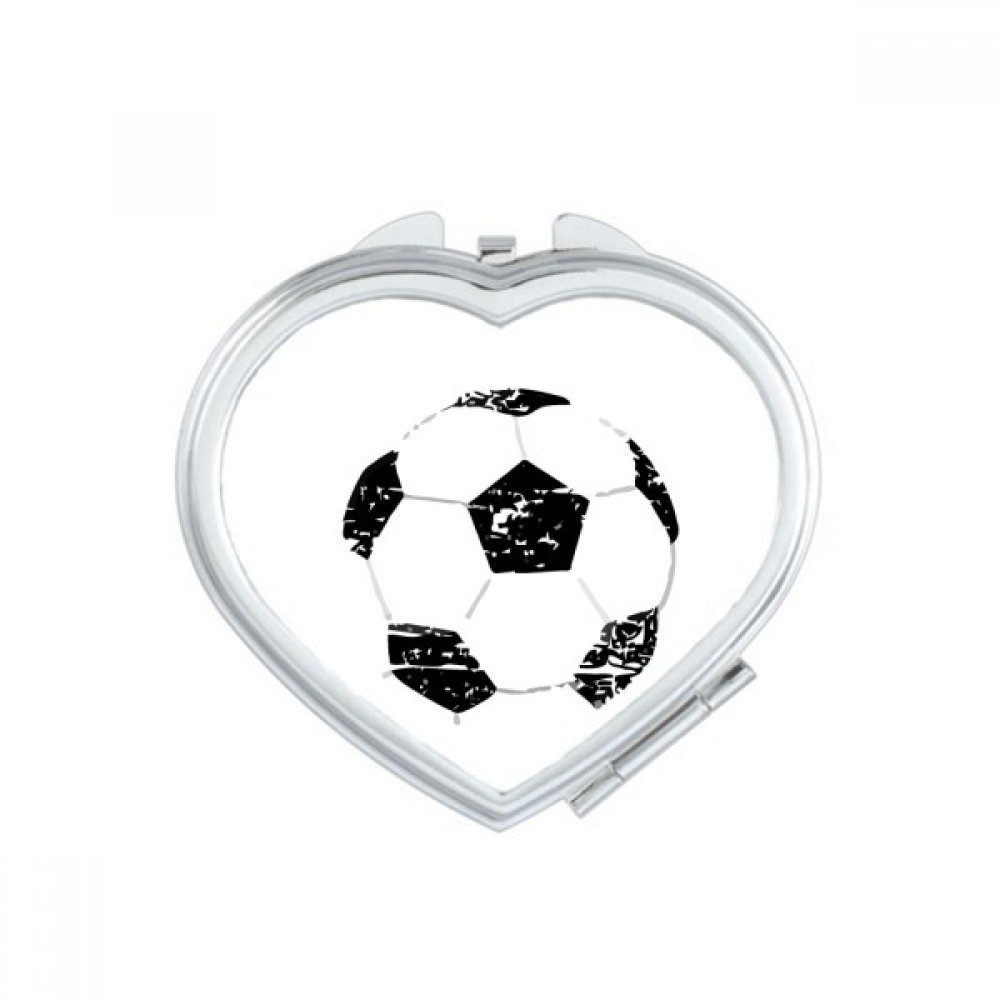 Simple Black Football Pattern Soccer Heart Mirror Travel Magnification Portable Handheld Pocket Makeup