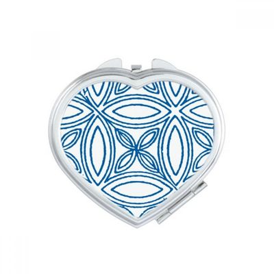 Blue Talavera Ilustration Decorative Pattern Heart Mirror Travel Magnification Portable Handheld Pocket Makeup