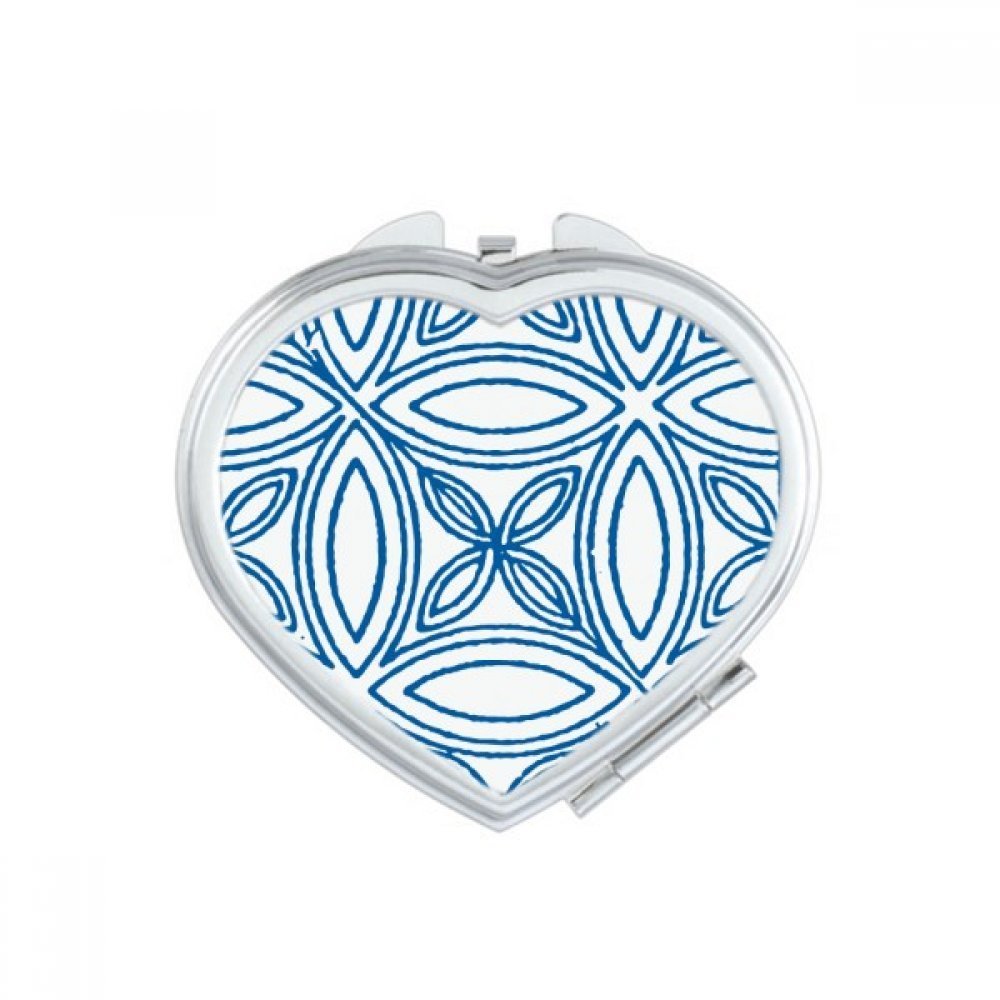 Blue Talavera Ilustration Decorative Pattern Heart Mirror Travel Magnification Portable Handheld Pocket Makeup