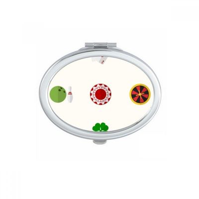Casino Small Element Illustration Oval Mirror Portable Fold Hand Makeup Double Side Glasses