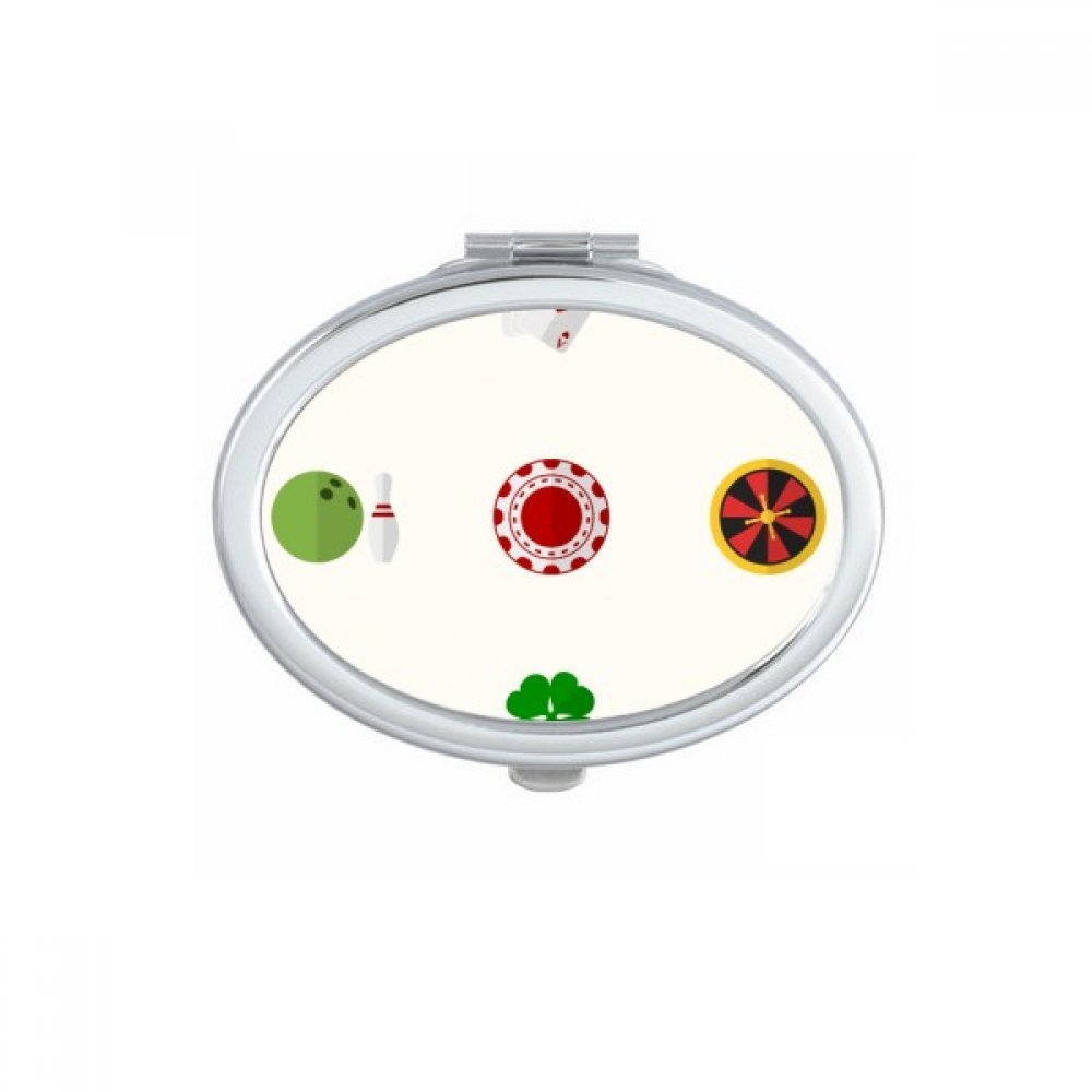 Casino Small Element Illustration Oval Mirror Portable Fold Hand Makeup Double Side Glasses