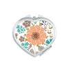 Sun Orange Flower Paint Heart Mirror Travel Magnification Portable Handheld Pocket Makeup view 1