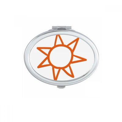 Hand Painting Orange Sun Weather Oval Mirror Portable Fold Hand Makeup Double Side Glasses
