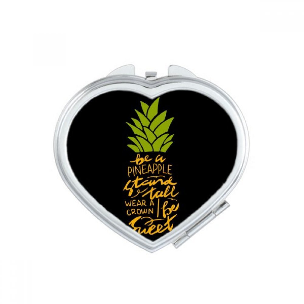 Be a Sweet Pineapple Fruit Quote Heart Mirror Travel Magnification Portable Handheld Pocket Makeup