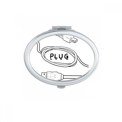 Data Wire USB Plug Line Hand-drawing Oval Mirror Portable Fold Hand Makeup Double Side Glasses
