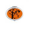Cat Tree Halloween Hallowmas Orange Oval Mirror Portable Fold Hand Makeup Double Side Glasses view 1
