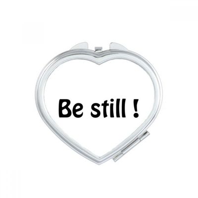 Be Still Text Quotes Heart Mirror Travel Magnification Portable Handheld Pocket Makeup