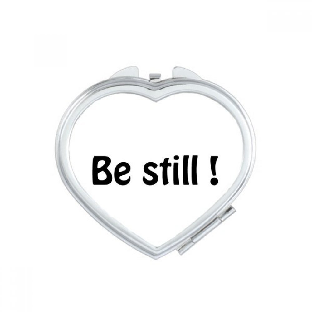 Be Still Text Quotes Heart Mirror Travel Magnification Portable Handheld Pocket Makeup