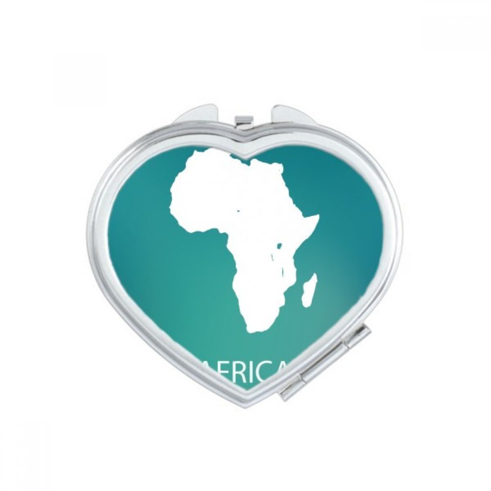 Africa Continent Outline Outline Map Heart Mirror Travel Magnification Portable Handheld Pocket Makeup