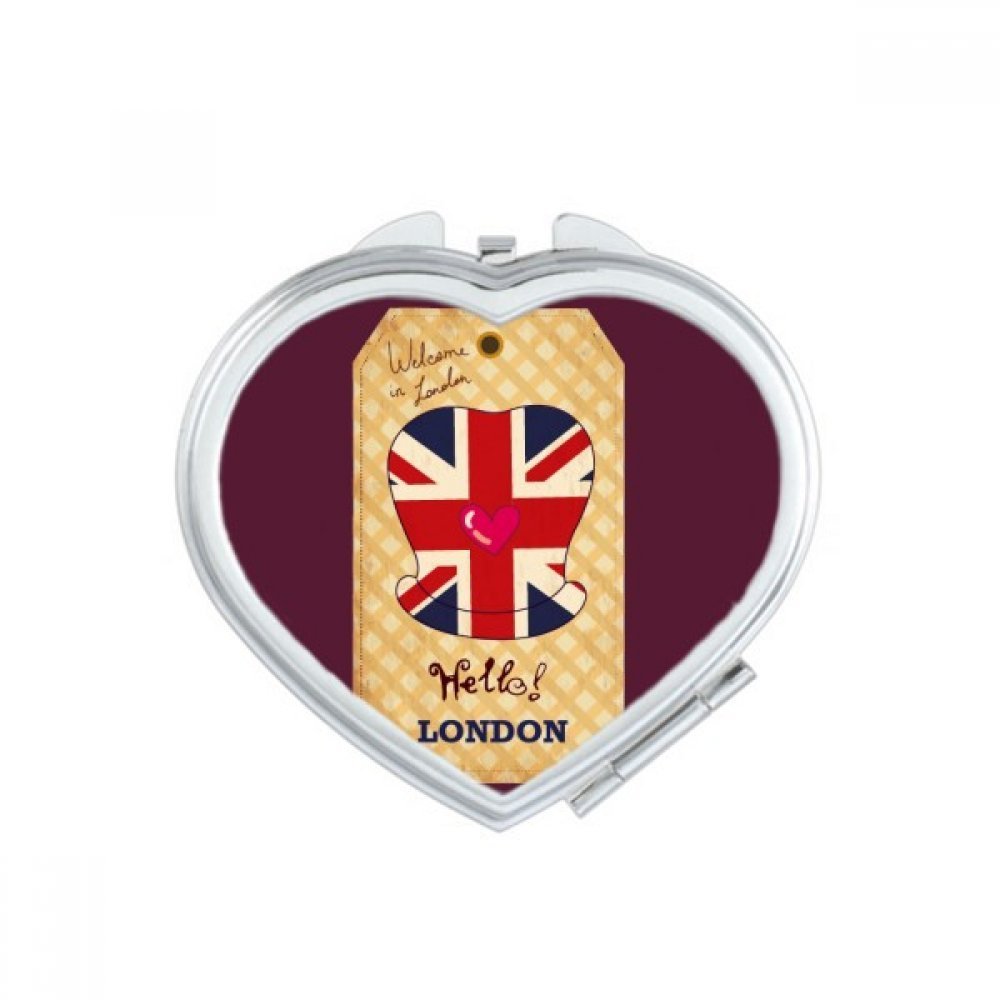 Formal hat UK London Stamp Britain Heart Mirror Travel Magnification Portable Handheld Pocket Makeup