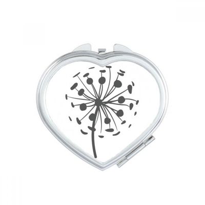 Flowers Dandelion Outline s Heart Mirror Travel Magnification Portable Handheld Pocket Makeup