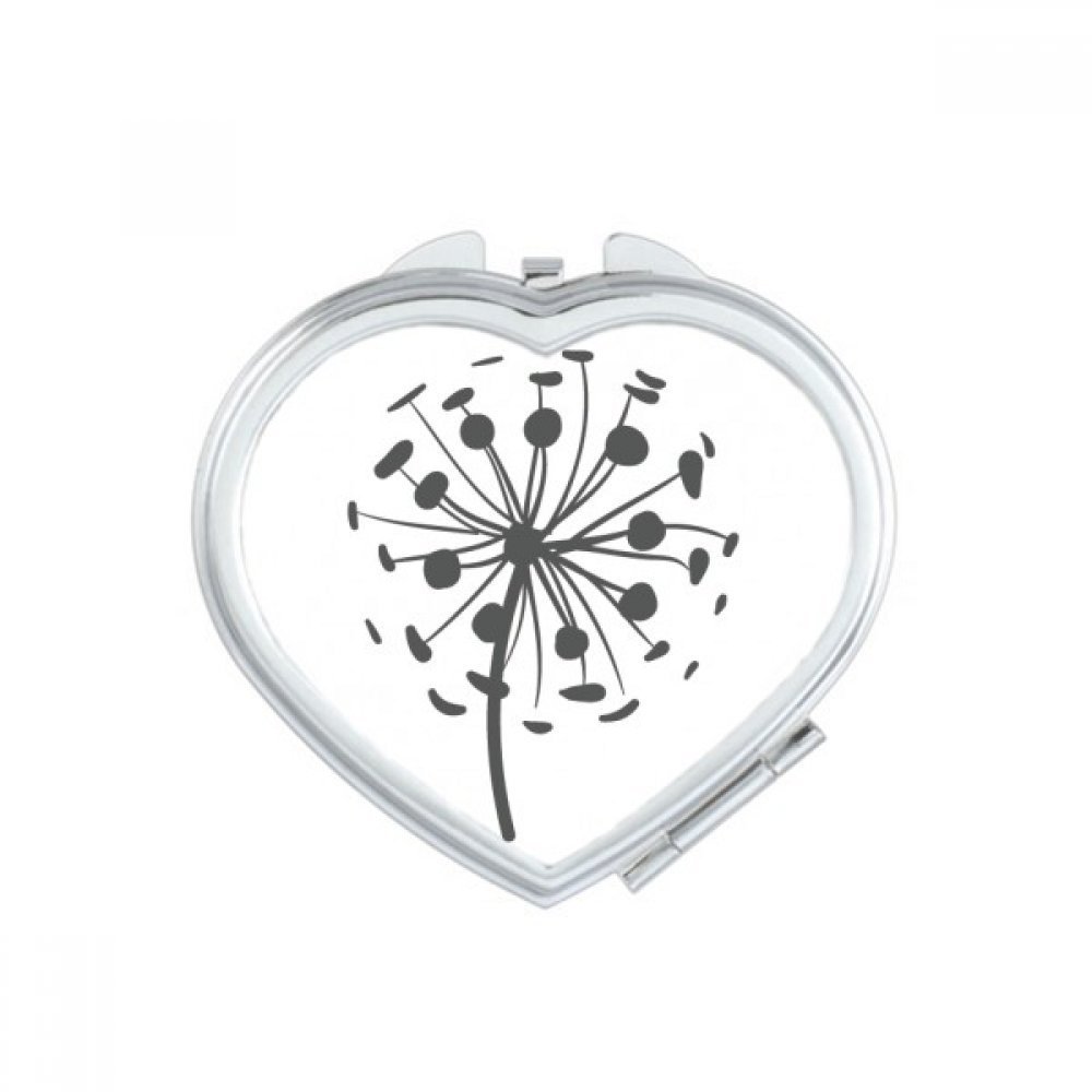 Flowers Dandelion Outline s Heart Mirror Travel Magnification Portable Handheld Pocket Makeup