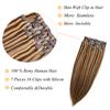 Remy Hair Extensions Clip in Human Hair Chocolate Brown to Bleach Blonde Highlights Hair Extensions Skin Weft Clip in Hair 7 pcs Seamless Pu Weft Cip in Hair Extensions 16 Inch 100 Gram for Women view 2
