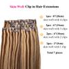 Remy Hair Extensions Clip in Human Hair Chocolate Brown to Bleach Blonde Highlights Hair Extensions Skin Weft Clip in Hair 7 pcs Seamless Pu Weft Cip in Hair Extensions 16 Inch 100 Gram for Women view 4