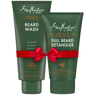 SheaMoisture Beard Care Set Beard Wash & Full Beard Detangler with Shea Butter & Maracuja Oil, Gifts for Men (2 Piece Set)