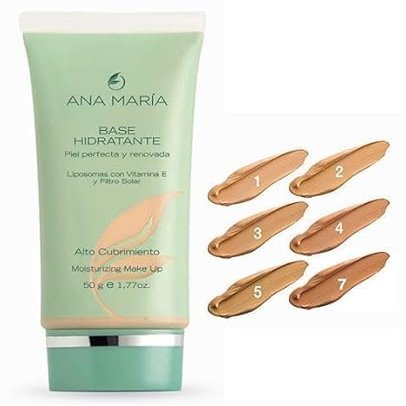 Ana Maria Cosmeticos Colombia Base Hidratante Liposomas Vitamina E Piel Perfecta y Renovada Alto Cubrimiento | Moisturizing Foundation Make Up High Coverage 1.77oz-50ml (Cocoa #7)