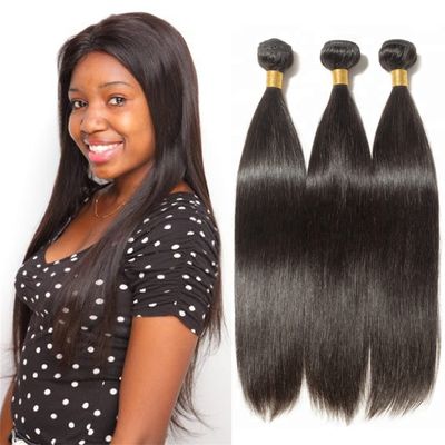 100g/Bundle Double Weft Full Head 3 Bundles Straight Hair (12 12 12 Inches) Thick Sew In Hair Extensions 100% Human Hair Brazilian Virgin Straight Hair Weave Bundles For Black Women
