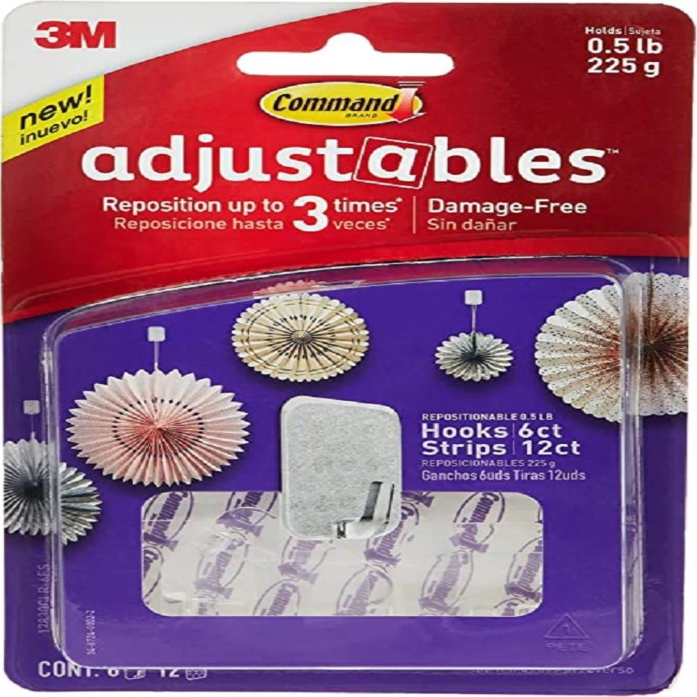 17820-18ES Adjustables Strips, 1/2-lb Capacity, Repositionable, 18 Count - Quantity 44
