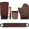 Boao 5 Pieces Self Tanning Mitt Applicator Kit, Includes Tanning Mitt, Exfoliating Glove, Mini Face Glove, Back Lotion Applicator, and Large Brush Makeup(Brown) view 1