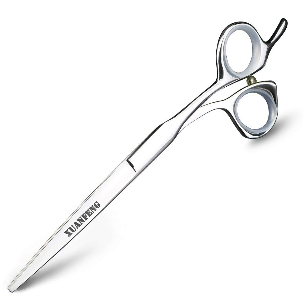 Japan 440C Scissors Cutting Scissors Black Hair Cutting Tools 7 Inch Hairdressing Scissors Professional Hairdressing Scissors (6 inch, Silver)