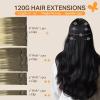 DOORES Human Hair Extensions Clip in, Ash Brown to Platinum Blonde 14 Inch 100g 7pcs, Real Clip in Extensions Straight Natural Hair view 2