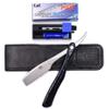 Kai Kasho Captain Japanese Professional Folding Straight Edge Barbering Razor with Leather Case - 20 Kai Captain Titan Blades Included - Also Compatible with Feather Artist Club Blades view 1