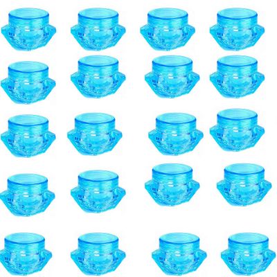 100pcs 3g Blue Eye Shadow Box Wide Mouth Plastic Bottle Trial Sample Bottling Blue Cosmetic Container Empty Cosmetic 3G/3ML Plastic Bottle for Eye Shadow, Eye Cream Box, Powder, Paint