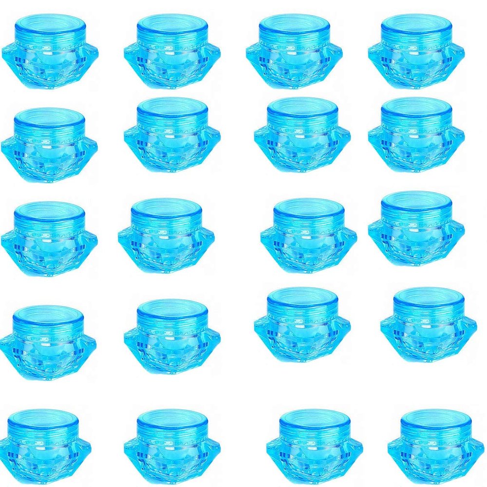 100pcs 3g Blue Eye Shadow Box Wide Mouth Plastic Bottle Trial Sample Bottling Blue Cosmetic Container Empty Cosmetic 3G/3ML Plastic Bottle for Eye Shadow, Eye Cream Box, Powder, Paint
