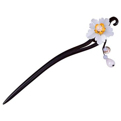 Beaupretty Unique Vintage Hairpin Ebony Flower Hairpin Traditional Style Hair Accessory for Elegant Look